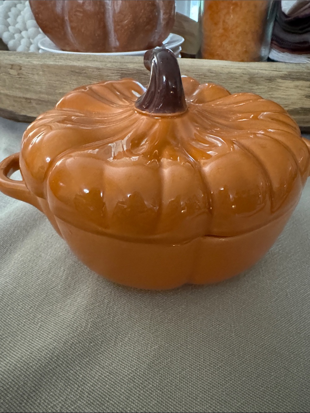 Glazed Orange Pumpkin-Shaped Covered Casserole